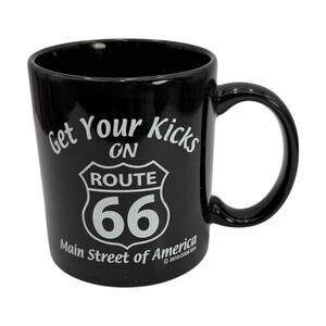 Route 66 Black Commemorative Coffee Mug “Get Your Kicks” Main Street Nostalgia